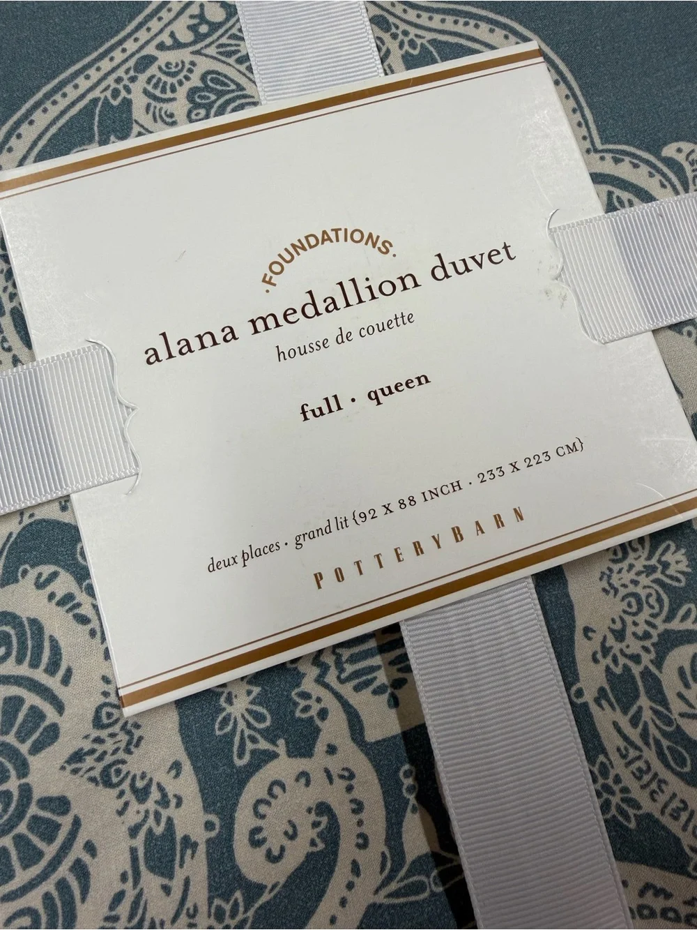 Pottery Barn Alana Medallion Duvet & 2 Euro Shams Set Porcelain Blue Cream NWT